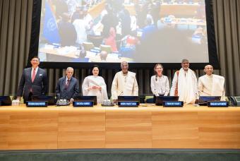 Dignitaries gather to address at the United Nations assembly in New York.