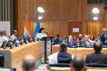 Ms Ruchira Kamboj, Permanent Representative of India to the United Nations, addresses the audience.