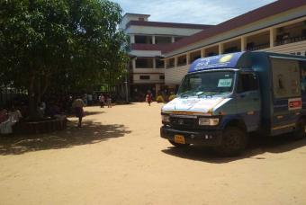 The delivery vehicles arrives on time with the food