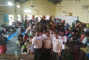  Akshaya Patra volunteers at a relief camp
