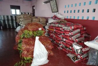 Large quantities of produce ready to be cooked