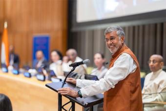 Noble Laureate Mr Kailash Satyarthi, an advocate for children's rights, delivers an inspiring speech.