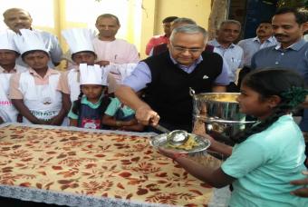 Breakfast being served to the children