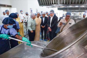 Mr Shridhar Venkat guiding the Deutsche leadership through the kitchen equipment and the impact it enables