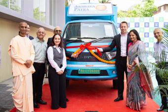 Delivering hope on wheels: A picture before the official launch of new food delivery vehicle by Deutsche Bank