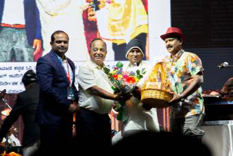The Maestro being felicitated at the event.