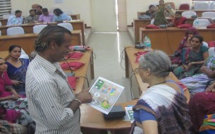 In Rajasthan, one of the participants clarifies doubts with the trainer