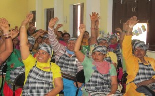 Enthusiastic group of cook-cum-helpers eager to be trained on hygiene and quality maintainence